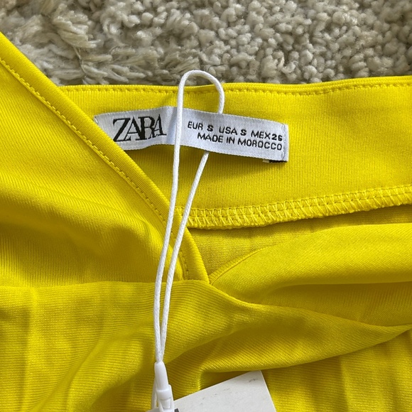 NEW Zara Yellow Pleated Camisole Dress Size Small - Picture 6 of 10